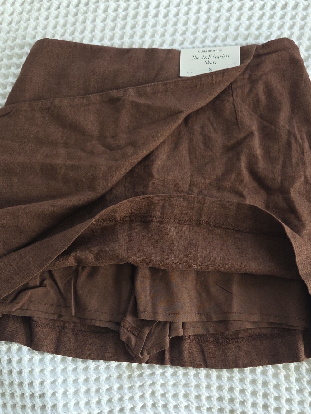 NWT A&F Scarlett Linen-Blend Wrap Mini Skort - Picture 4 of 7